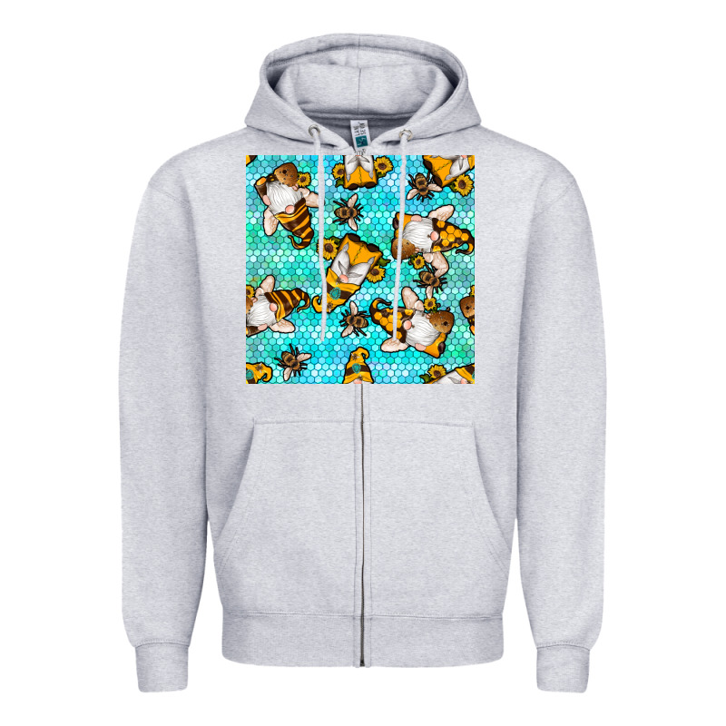 Honey Bee Gnomes Seamless Pattern Zipper Hoodie by BundleAndBundleShop | Teevron
