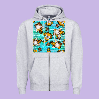 Honey Bee Gnomes Seamless Pattern Zipper Hoodie Designed By Bundleandbundleshop
