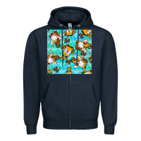 Navy honey bee gnomes seamless pattern Zipper Hoodie - BundleAndBundleShop