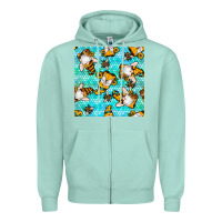 Seafoam honey bee gnomes seamless pattern Zipper Hoodie - BundleAndBundleShop