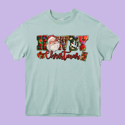 Howdy Christmas Santa Heavy Core Tee Designed By Nancycooperartshop