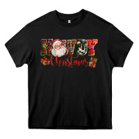 Black Howdy Christmas Santa Heavy Core Tee - NancyCooperArtShop