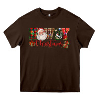 Chocolate Brown Howdy Christmas Santa Heavy Core Tee - NancyCooperArtShop