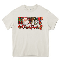 Cream Howdy Christmas Santa Heavy Core Tee - NancyCooperArtShop