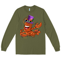 Army Green mardi gras crawfish Long Sleeve Tee - CowGirlArtShop