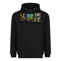 Black Peace Love Giant Panda Heavyweight Hoodie - LillyAllenDesigns
