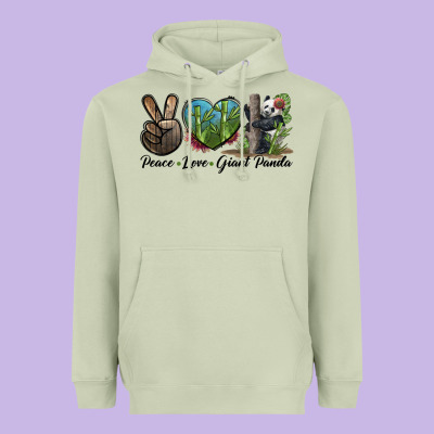 Peace Love Giant Panda Heavyweight Hoodie Designed By Lillyallendesigns
