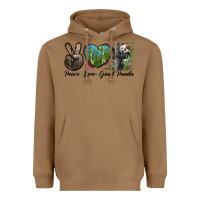 Toasted Coconut Peace Love Giant Panda Heavyweight Hoodie - LillyAllenDesigns