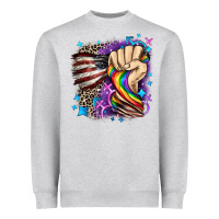 Heather Grey LGBTQ+ and American flag Heavyweight Sweatshirt - FaDigitalArtStudio