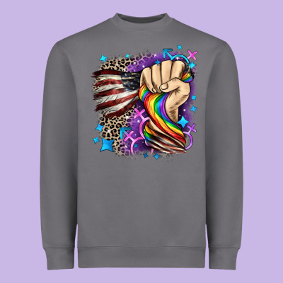 Lgbtq+ And American Flag Heavyweight Sweatshirt Designed By Fadigitalartstudio