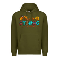 Army Green she is strong Premium Hoodie - BundleAndBundleShop