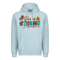 Blue Mist she is strong Premium Hoodie - BundleAndBundleShop