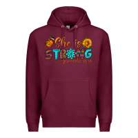 Burgundy she is strong Premium Hoodie - BundleAndBundleShop