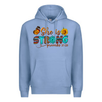 Colony Blue she is strong Premium Hoodie - BundleAndBundleShop