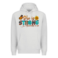 Dove Grey she is strong Premium Hoodie - BundleAndBundleShop