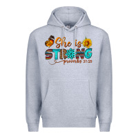 Heather Grey she is strong Premium Hoodie - BundleAndBundleShop