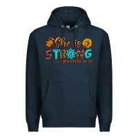 Navy she is strong Premium Hoodie - BundleAndBundleShop