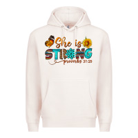 Pale Pink she is strong Premium Hoodie - BundleAndBundleShop