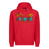 Red she is strong Premium Hoodie - BundleAndBundleShop