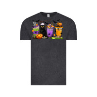 Vintage Black Halloween Cat Coffee Cups Vintage Tee - texasbilliewilder