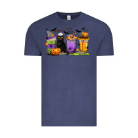 Vintage Denim Halloween Cat Coffee Cups Vintage Tee - texasbilliewilder