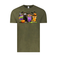 Vintage Olive Halloween Cat Coffee Cups Vintage Tee - texasbilliewilder