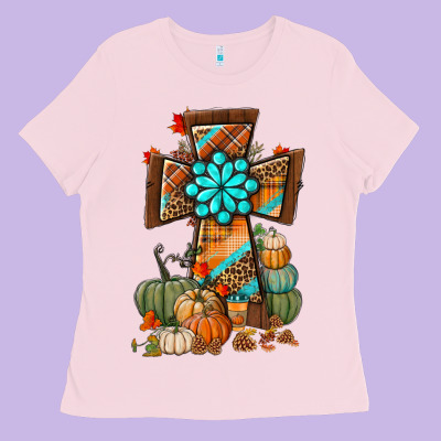 Fall Cross Ladies Tee Designed By Bundleandbundleshop