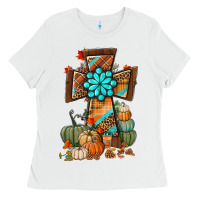 White fall cross Ladies Tee - BundleAndBundleShop