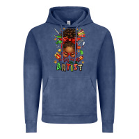 Vintage Denim santa's favorite nail artist afro messy bun Vintage Hoodie - texasbilliewilder