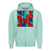 Seafoam american flag stripes seamless pattern Zipper Hoodie - BundleAndBundleShop