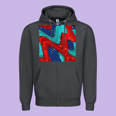 American Flag Stripes Seamless Pattern Zipper Hoodie Designed By Bundleandbundleshop