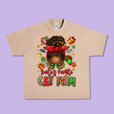 Santas Favorite Cat Mom Urban Heavy Tee Designed By Texasbilliewilder