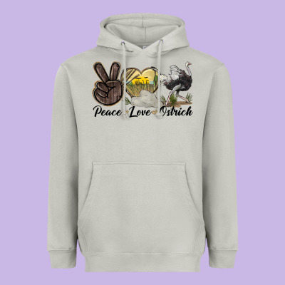 Peace Love Ostrich Heavyweight Hoodie Designed By Lillyallendesigns
