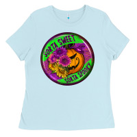Baby Blue halloween round earrings Ladies Tee - BundleAndBundleShop