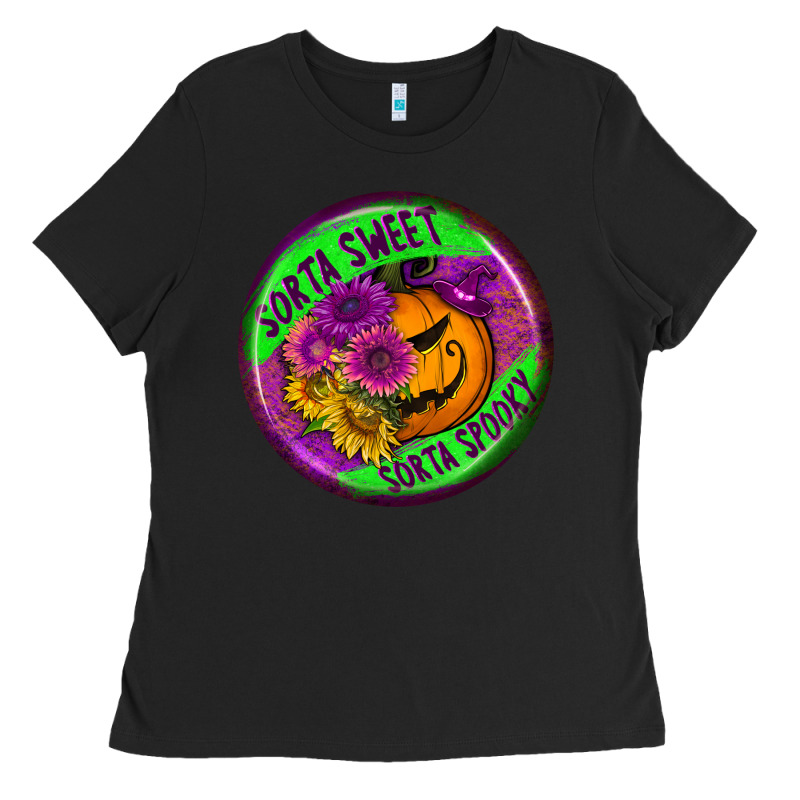 Halloween Round Earrings Ladies Tee by BundleAndBundleShop | Teevron