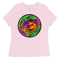 Bubblegum Pink halloween round earrings Ladies Tee - BundleAndBundleShop