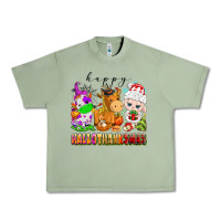 Oil Green happy hallothanksmas farm animals Urban Heavy Tee - texasbilliewilder