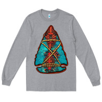 Heather Grey turquoise glitter aztec arrowhead Long Sleeve Tee - Jasminsmagicworld