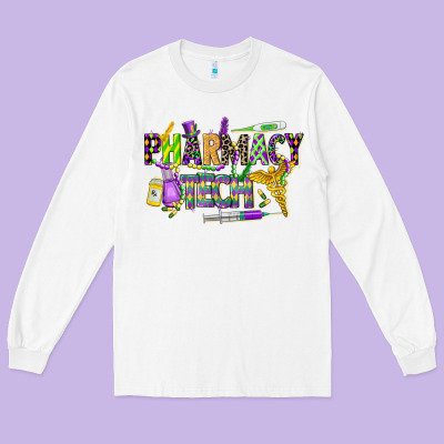 Mardi Gras Pharmacy Tech Long Sleeve Tee Designed By Cowgirlartshop