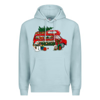 Blue Mist christmas santa claus with retro van Premium Hoodie - BundleAndBundleShop