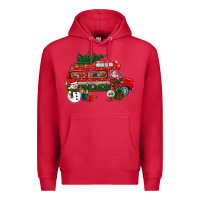 Cardinal christmas santa claus with retro van Premium Hoodie - BundleAndBundleShop