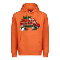 Carrot christmas santa claus with retro van Premium Hoodie - BundleAndBundleShop