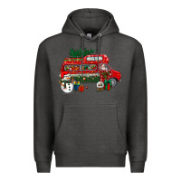 Charcoal Heather christmas santa claus with retro van Premium Hoodie - BundleAndBundleShop
