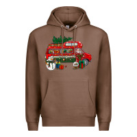 Chestnut christmas santa claus with retro van Premium Hoodie - BundleAndBundleShop