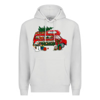 Dove Grey christmas santa claus with retro van Premium Hoodie - BundleAndBundleShop