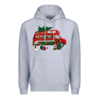 Heather Grey christmas santa claus with retro van Premium Hoodie - BundleAndBundleShop