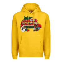 Lemon christmas santa claus with retro van Premium Hoodie - BundleAndBundleShop
