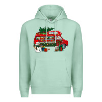 Seafoam christmas santa claus with retro van Premium Hoodie - BundleAndBundleShop