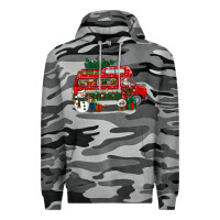Slate Camo christmas santa claus with retro van Premium Hoodie - BundleAndBundleShop