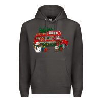 Smoke christmas santa claus with retro van Premium Hoodie - BundleAndBundleShop